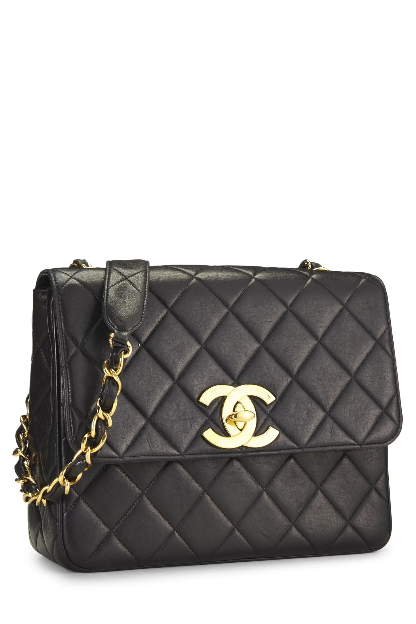 Chanel, Pre-Loved Black Lambskin Big 'CC' Square Flap, Black