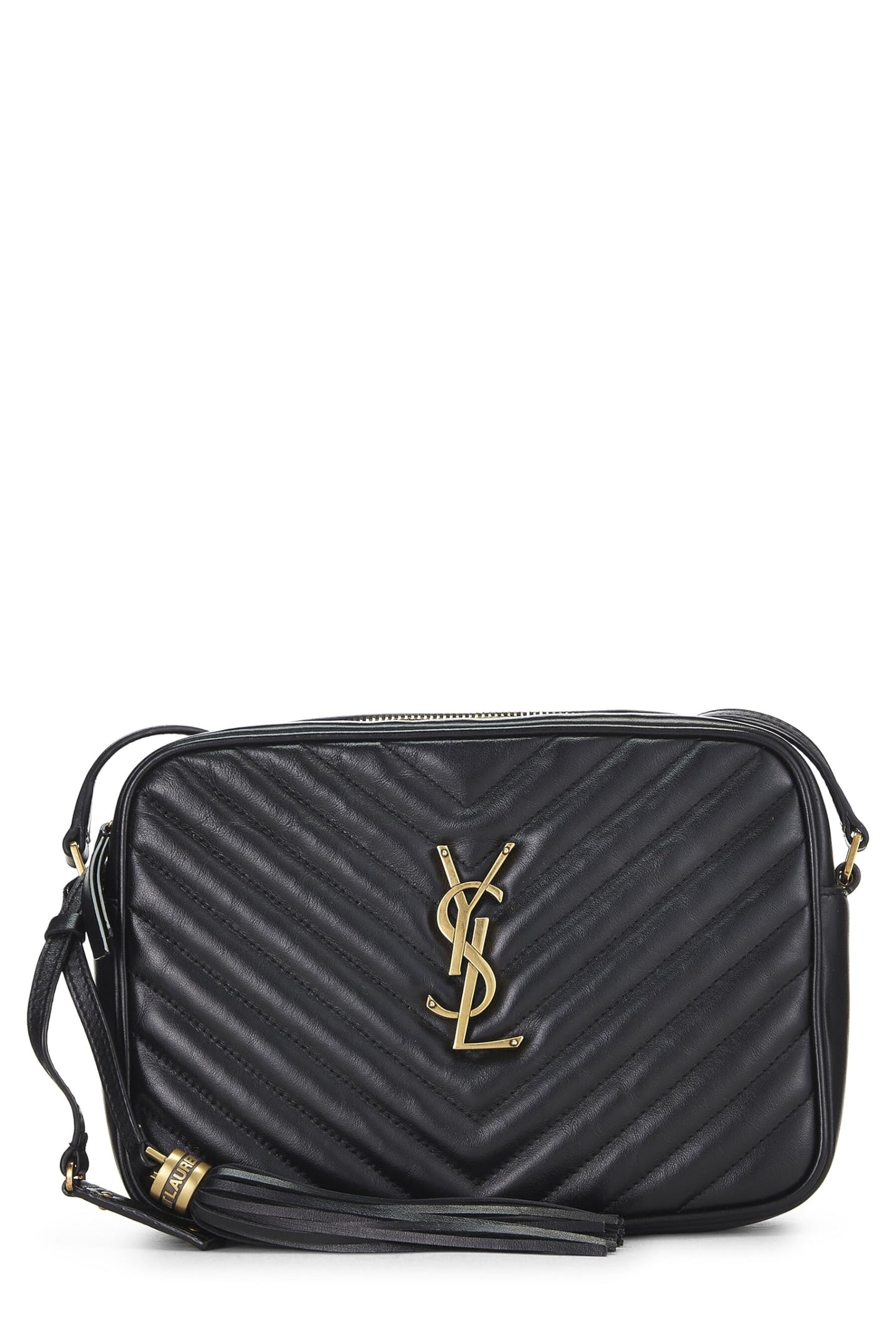 Yves Saint Laurent, sac à main Lou en cuir de veau matelassé noir d'occasion, noir