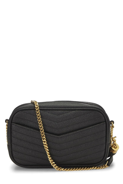 Yves Saint Laurent, Bolso mini para cámara Lou de cuero granulado negro Pre-Loved, Negro