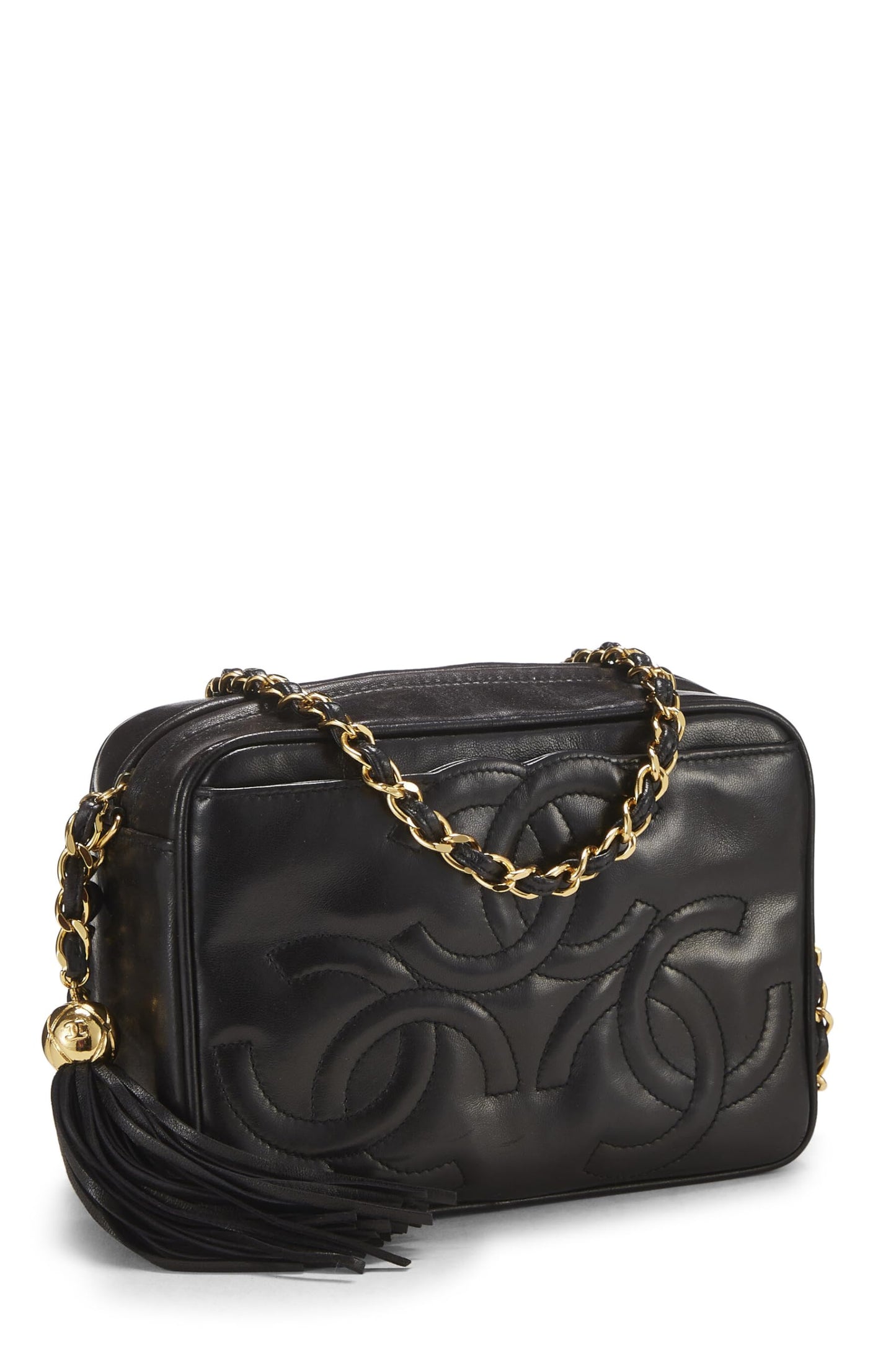 Chanel, Mini sac photo 3 « CC » en cuir d'agneau noir d'occasion, noir