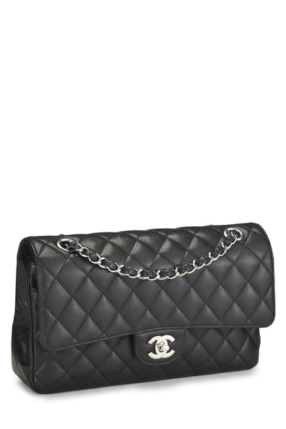 Chanel, Pre-Loved Black Quilted Caviar Classic Double Flap Medium, Black