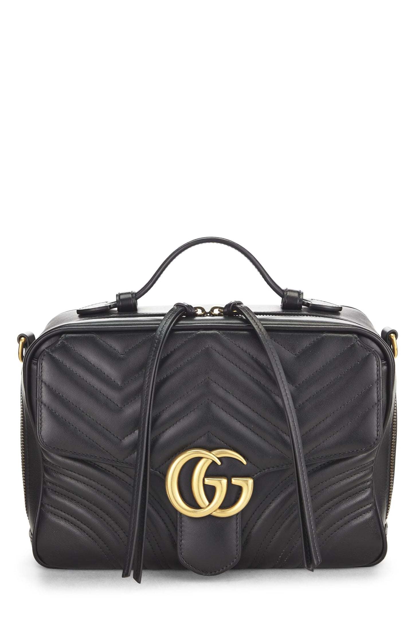 Gucci, sac à bandoulière GG Marmont en cuir noir d'occasion, petit modèle, noir