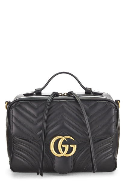 Gucci, Pre-Loved Black Leather GG Marmont Shoulder Bag Small, Black