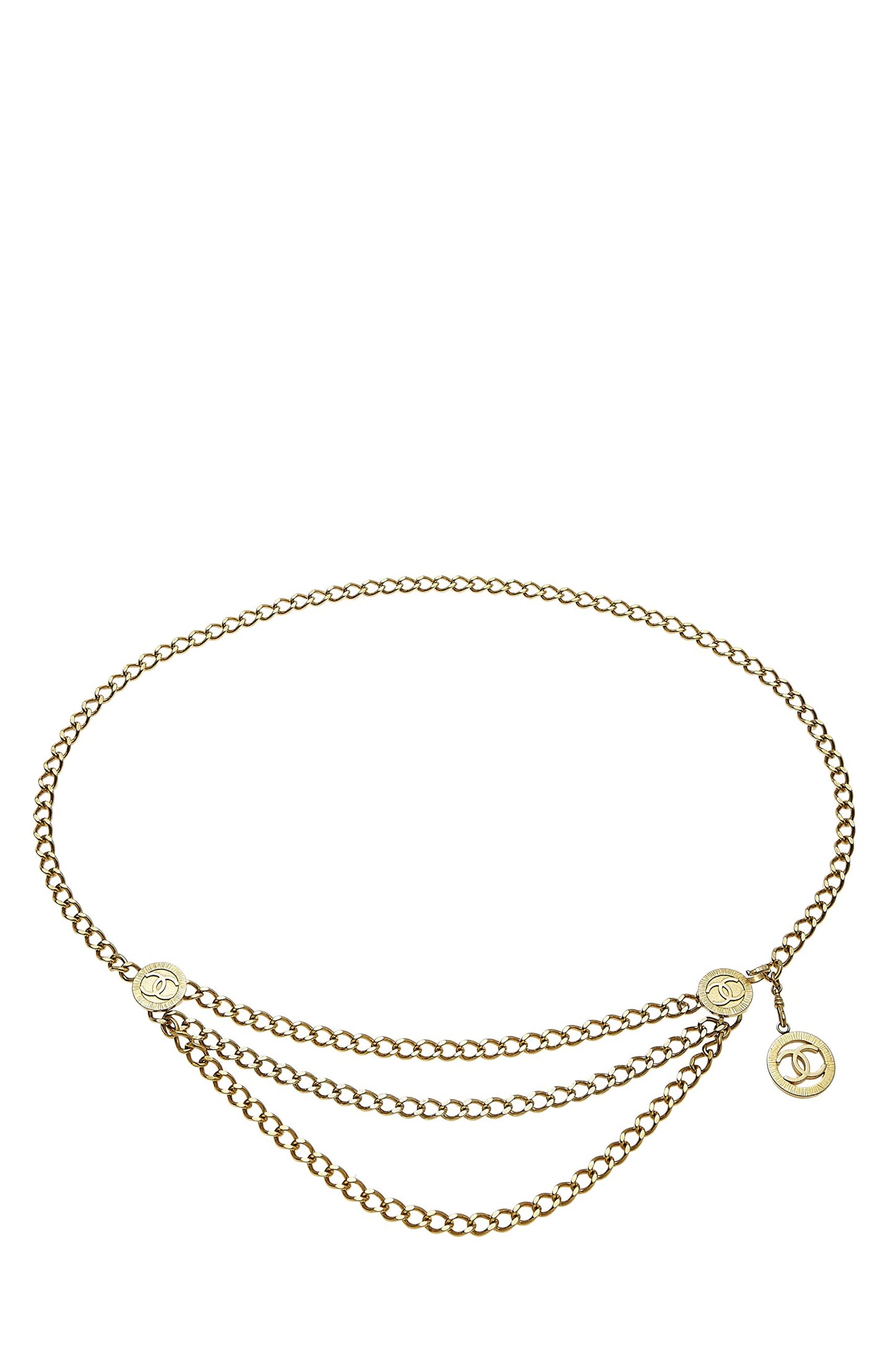 Chanel, Pre-Loved Gold Sunburst 'CC' Chain Belt 3, Gold