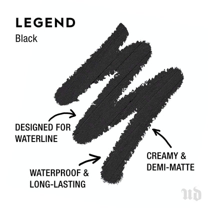 URBAN DECAY Lápiz de ojos Waterline 24/7, delineador de ojos resistente al agua para delinear, a prueba de manchas, delineador negro semimate cremoso, maquillaje de ojos ahumado, sin aceite mineral, sin parabenos, sin crueldad - 0.04 oz