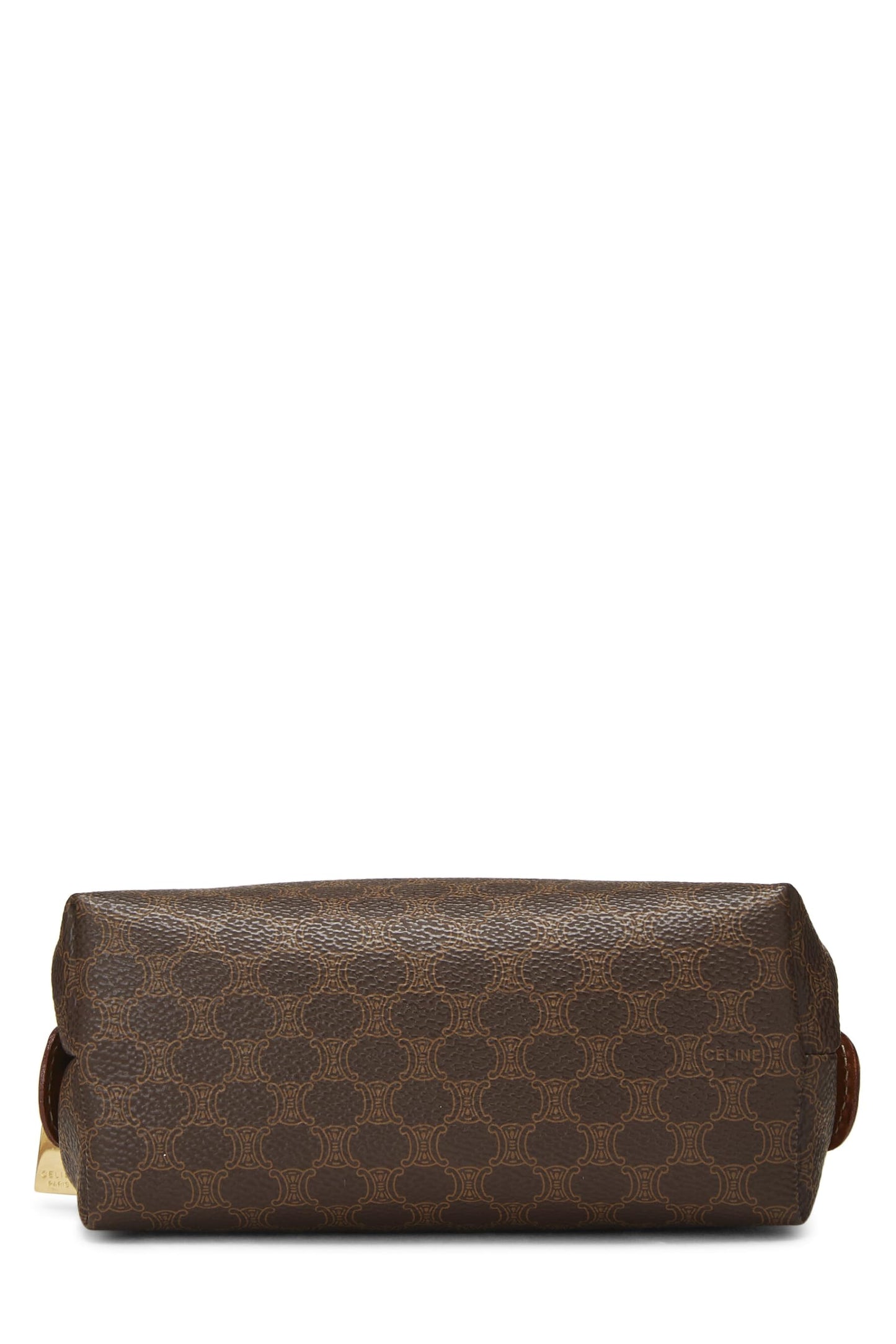 Céline, Pre-Loved Brown Coated Canvas Macadam Pouch, Brown