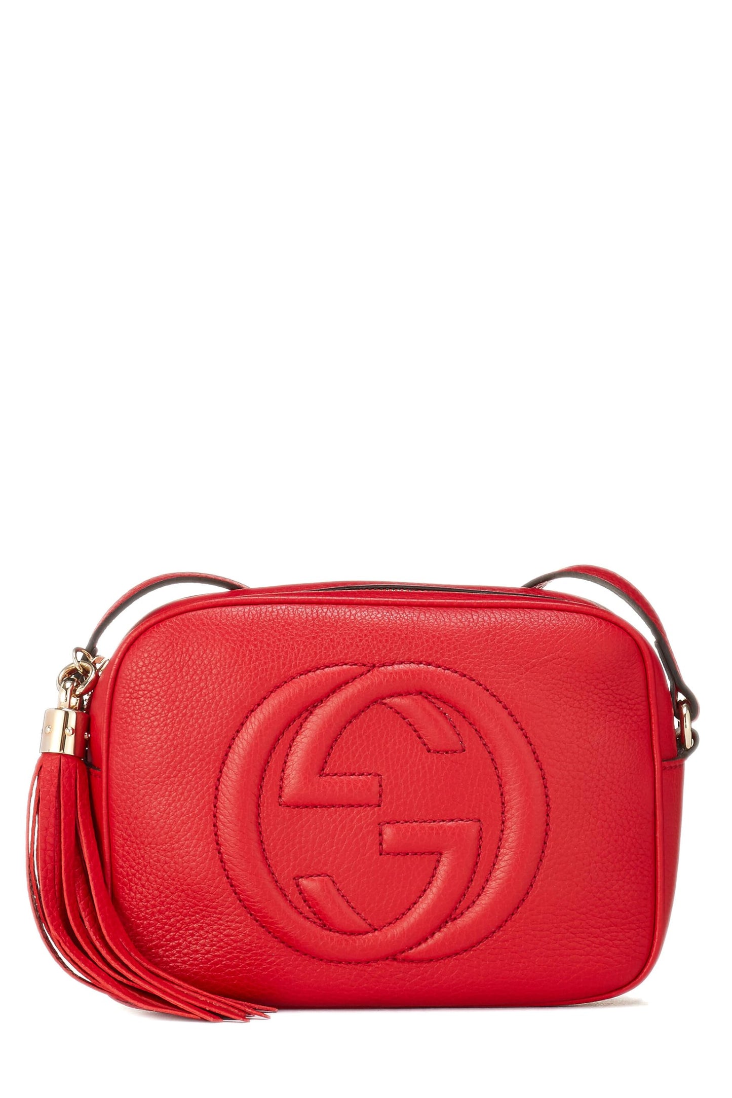 Gucci, Pre-Loved Red Grained Leather Soho Disco, Red