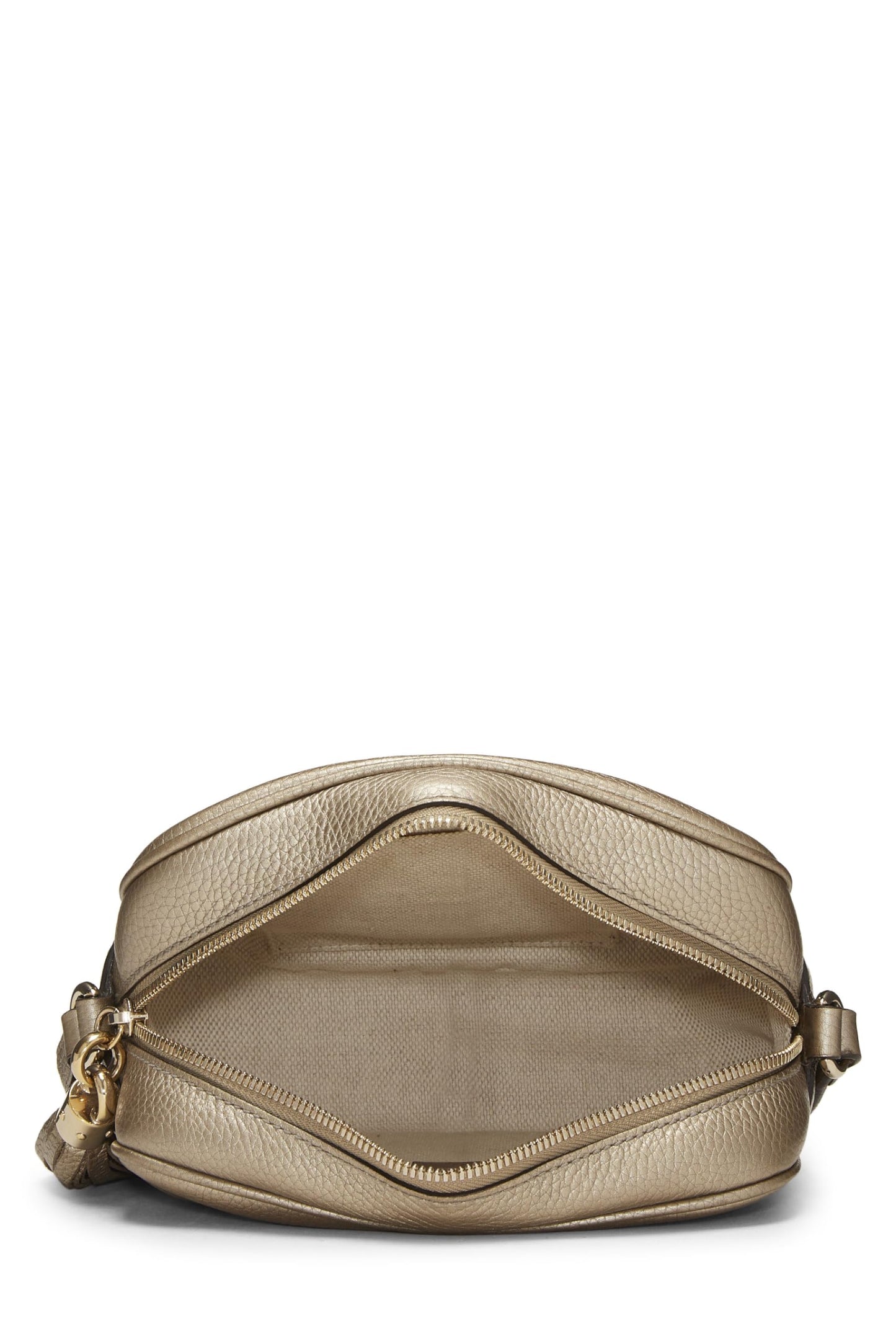 Gucci, Pre-Loved Gold Metallic Grained Leather Soho Disco, Gold