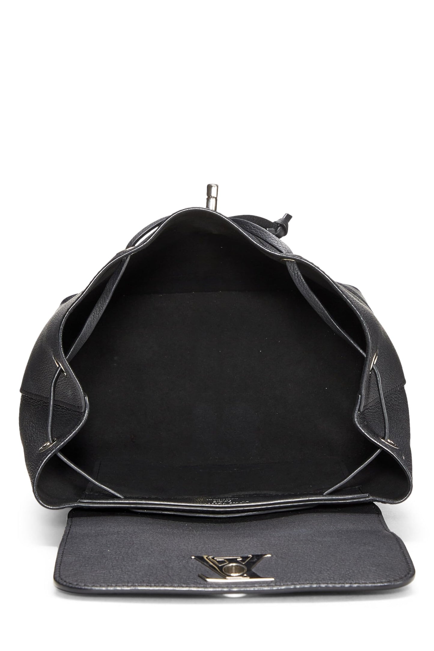 Louis Vuitton, Mochila Lock Me de cuero negro Pre-Loved, Negro