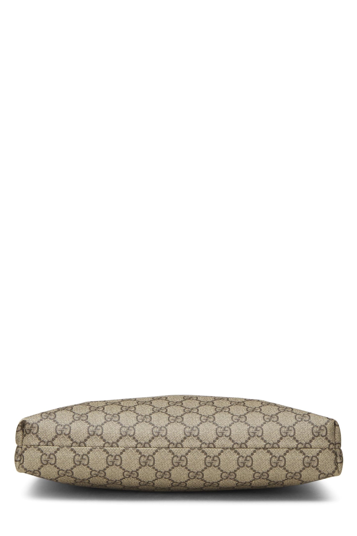 Gucci, sac messager plat zippé en toile GG Supreme marron d'origine d'occasion, marron