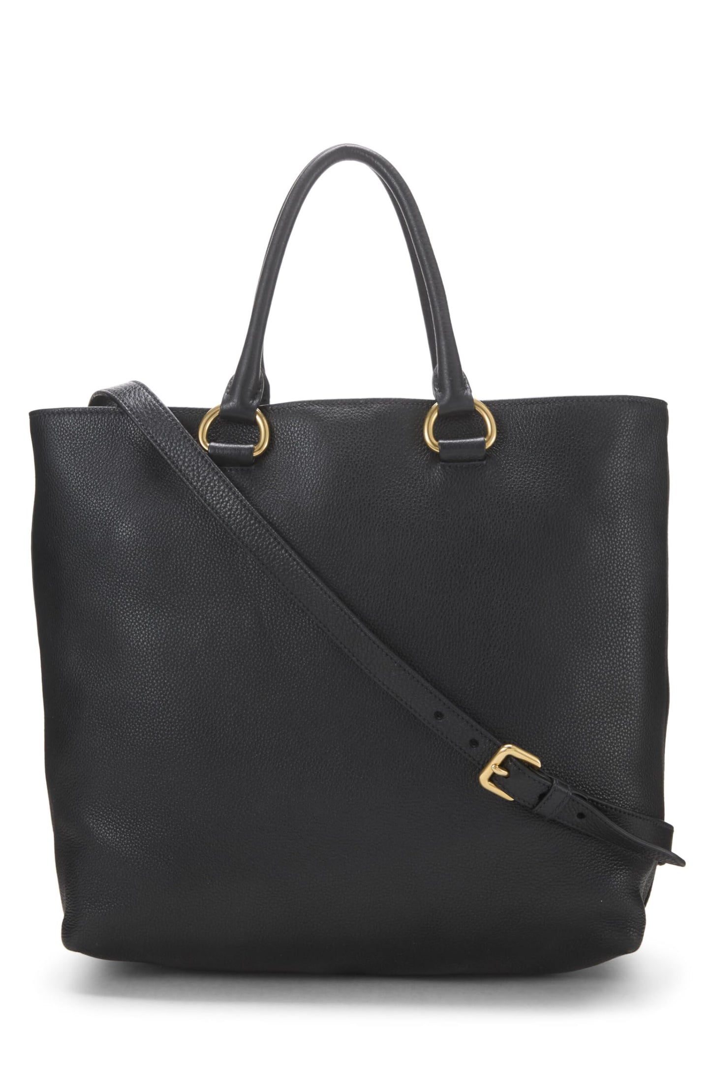 Prada, Pre-Loved Black Vitello Daino Phenix Convertible Shopping Tote, Black