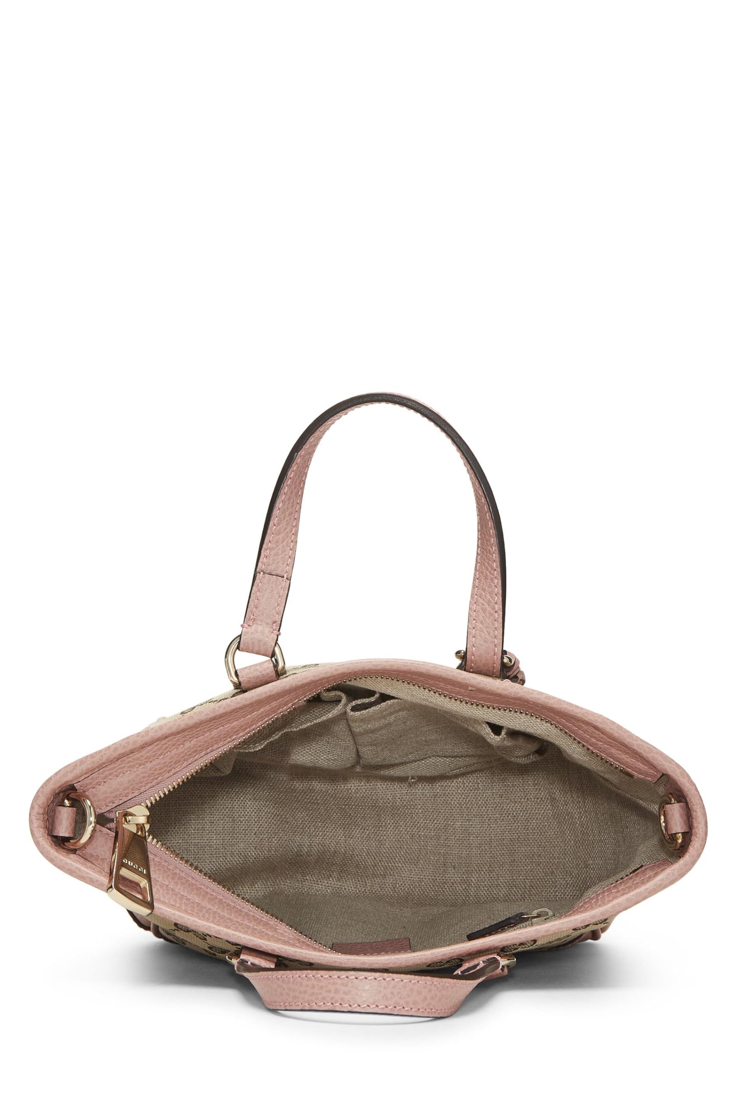 Gucci, sac fourre-tout Bree à poignée supérieure en toile GG rose d'occasion, petit modèle, rose