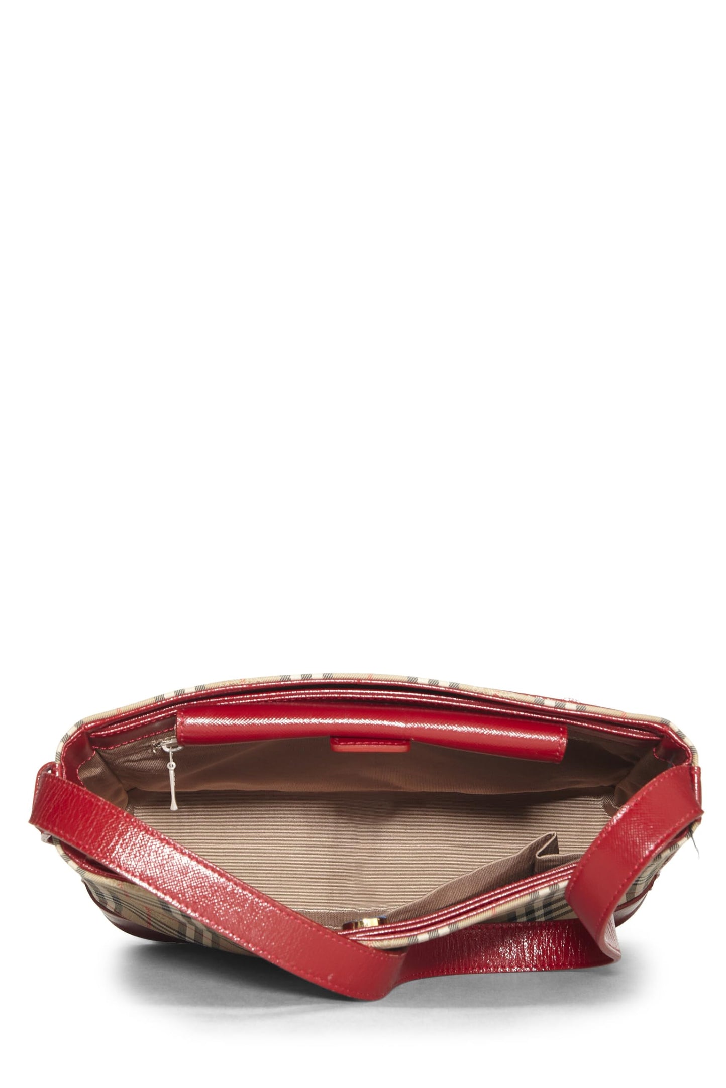 Burberry, Bolso de hombro pequeño a cuadros Haymarket rojo Pre-Loved, Rojo