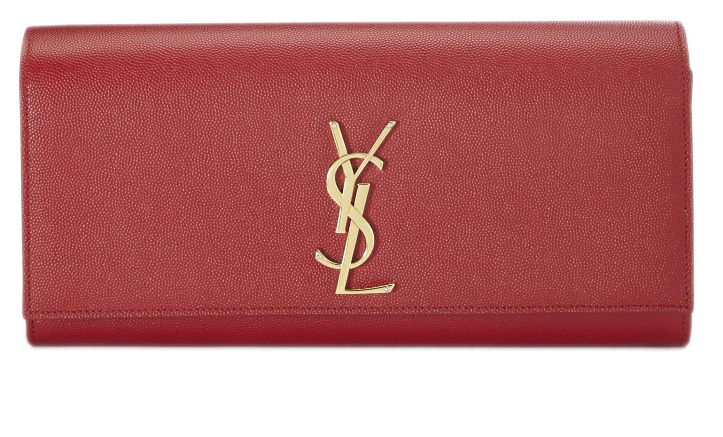 Yves Saint Laurent, pochette Cassandre en cuir de veau grainé rouge d'occasion, rouge