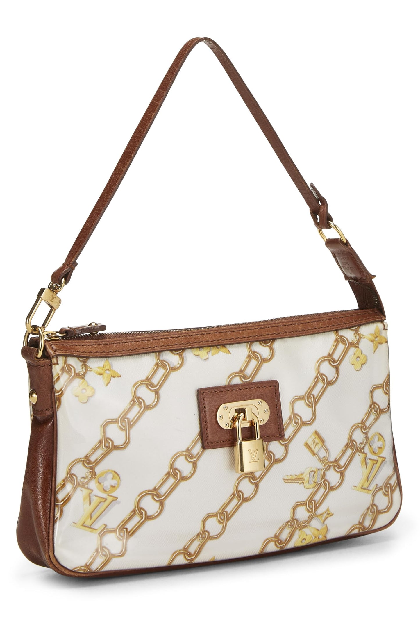 Louis Vuitton, Pre-Loved White Monogram Vinyl Charms Pochette Accessoires, White