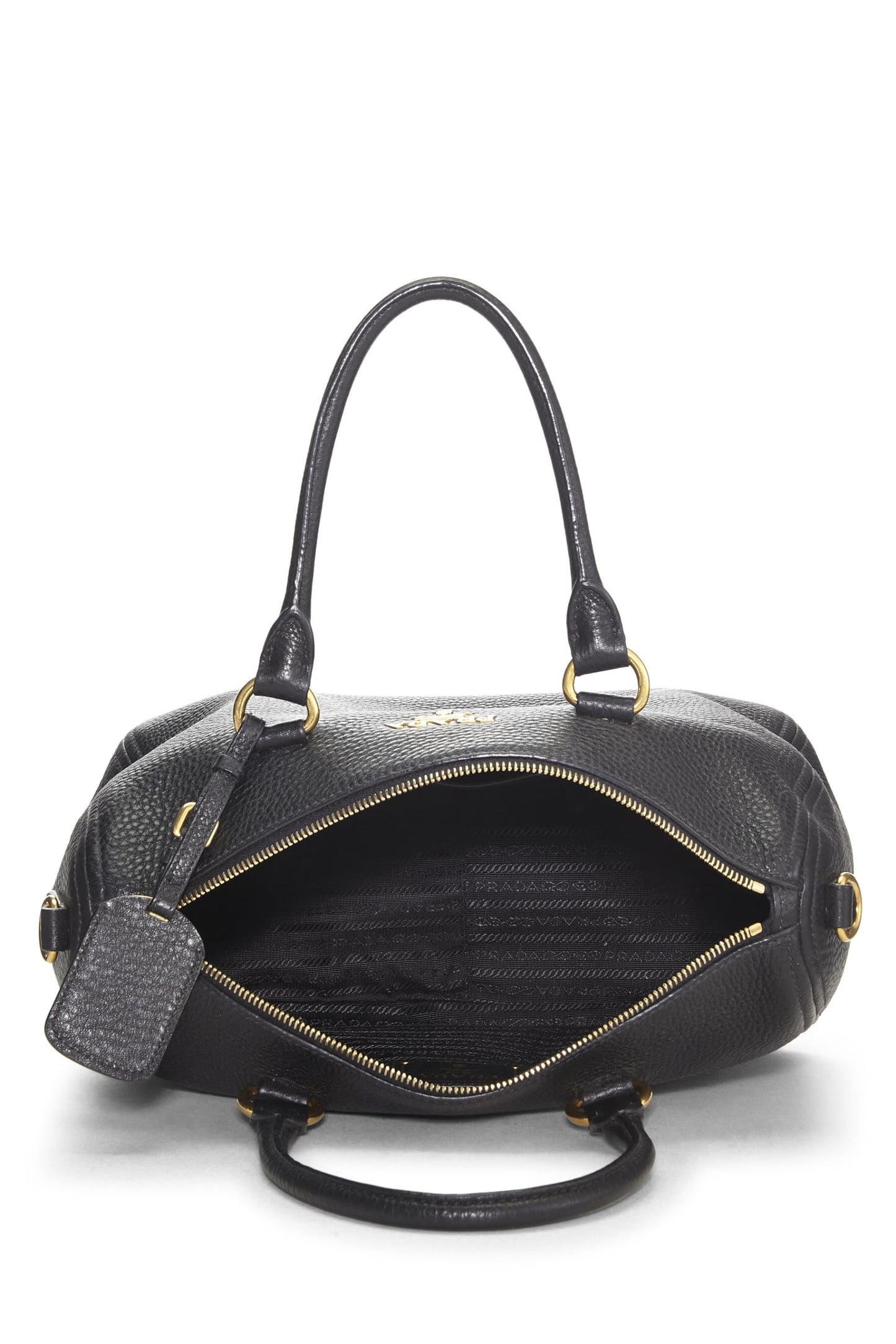 Prada, Pre-Loved Black Vitello Daino Convertible Boston Bag, Black