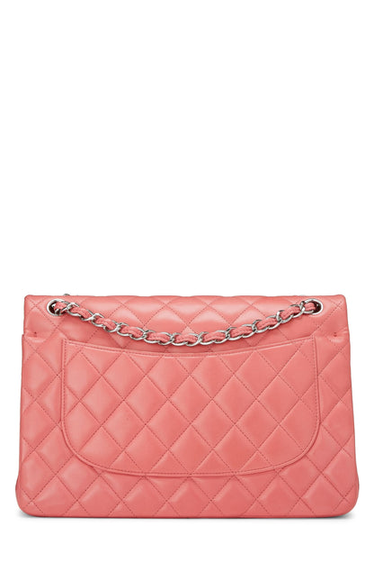 Chanel, Pre-Loved Pink Quilted Lambskin New Classic Double Flap Jumbo, Pink