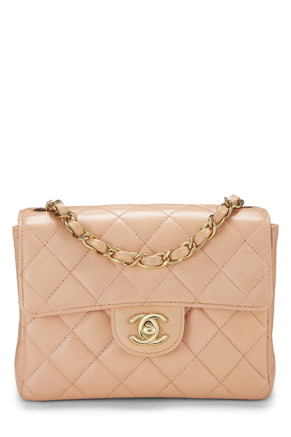 Chanel, Mini sac à rabat matelassé rose caviar d'occasion, rose