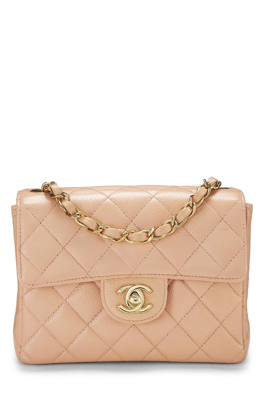 Chanel, Mini sac à rabat matelassé rose caviar d'occasion, rose