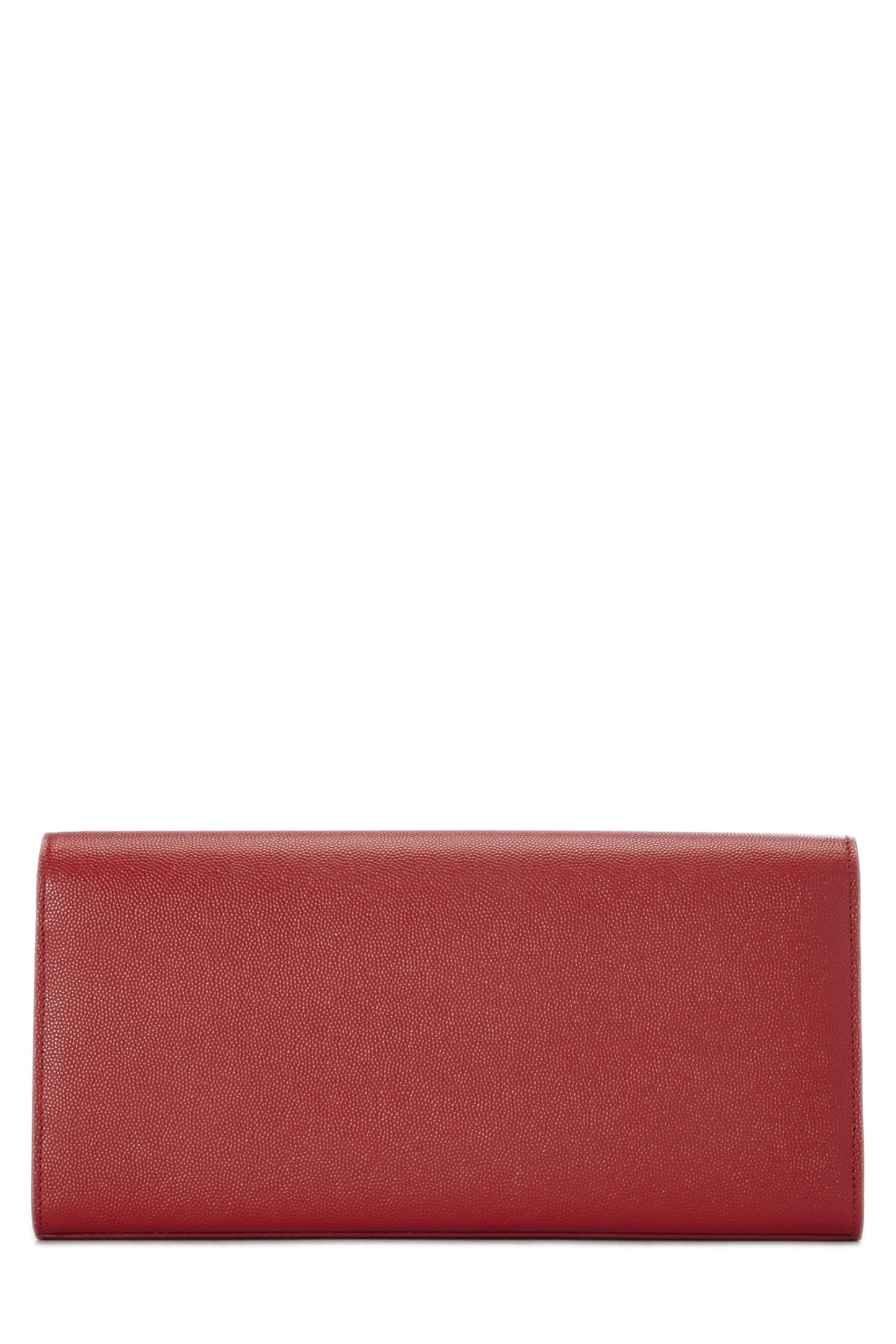 Yves Saint Laurent, Clutch Cassandre de piel de becerro granulada roja Pre-Loved, Rojo