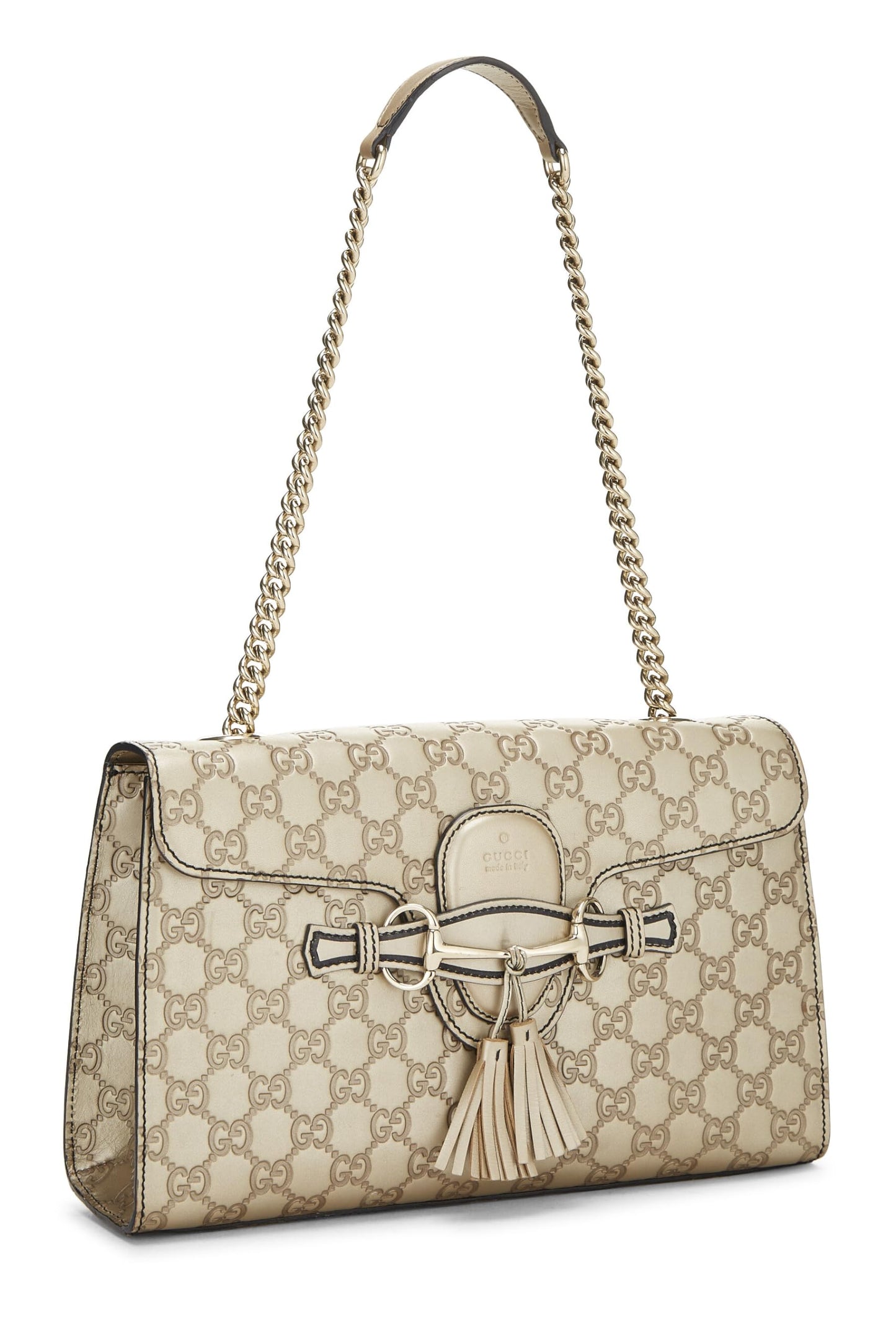 Gucci, sac à bandoulière Emily en cuir Microguccissima doré d'occasion, doré