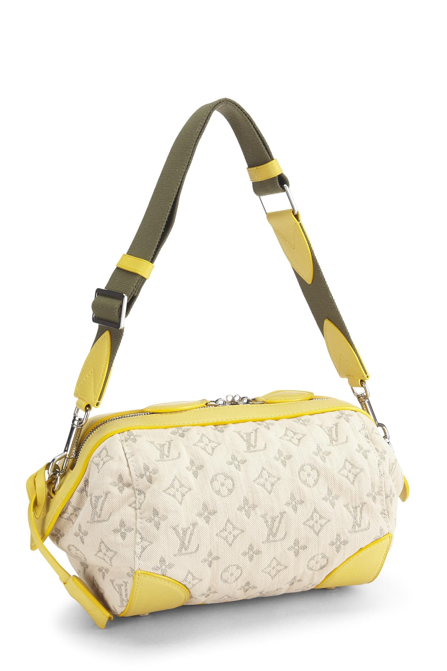 Louis Vuitton, Pochette Ronde en Denim Monogram Jaune d'occasion, Jaune