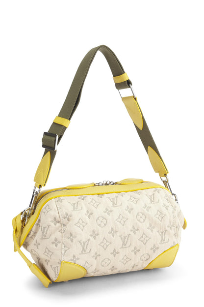 Louis Vuitton, Pre-Loved Jaune Monogram Denim Pochette Round, Yellow