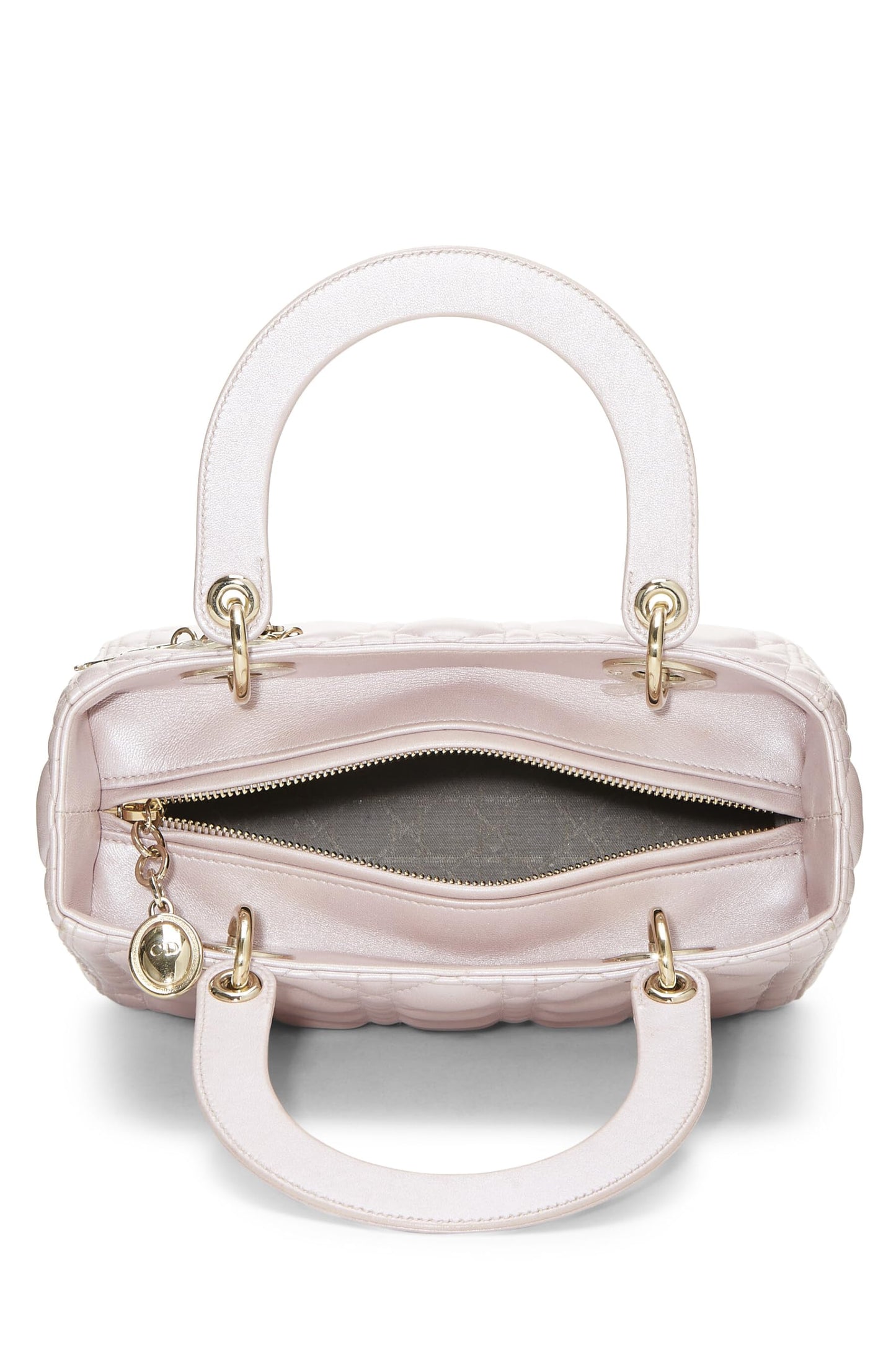 Dior, Pre-Loved Pearly Pink Cannage Quilted Lambskin Lady Dior Medium, Pink