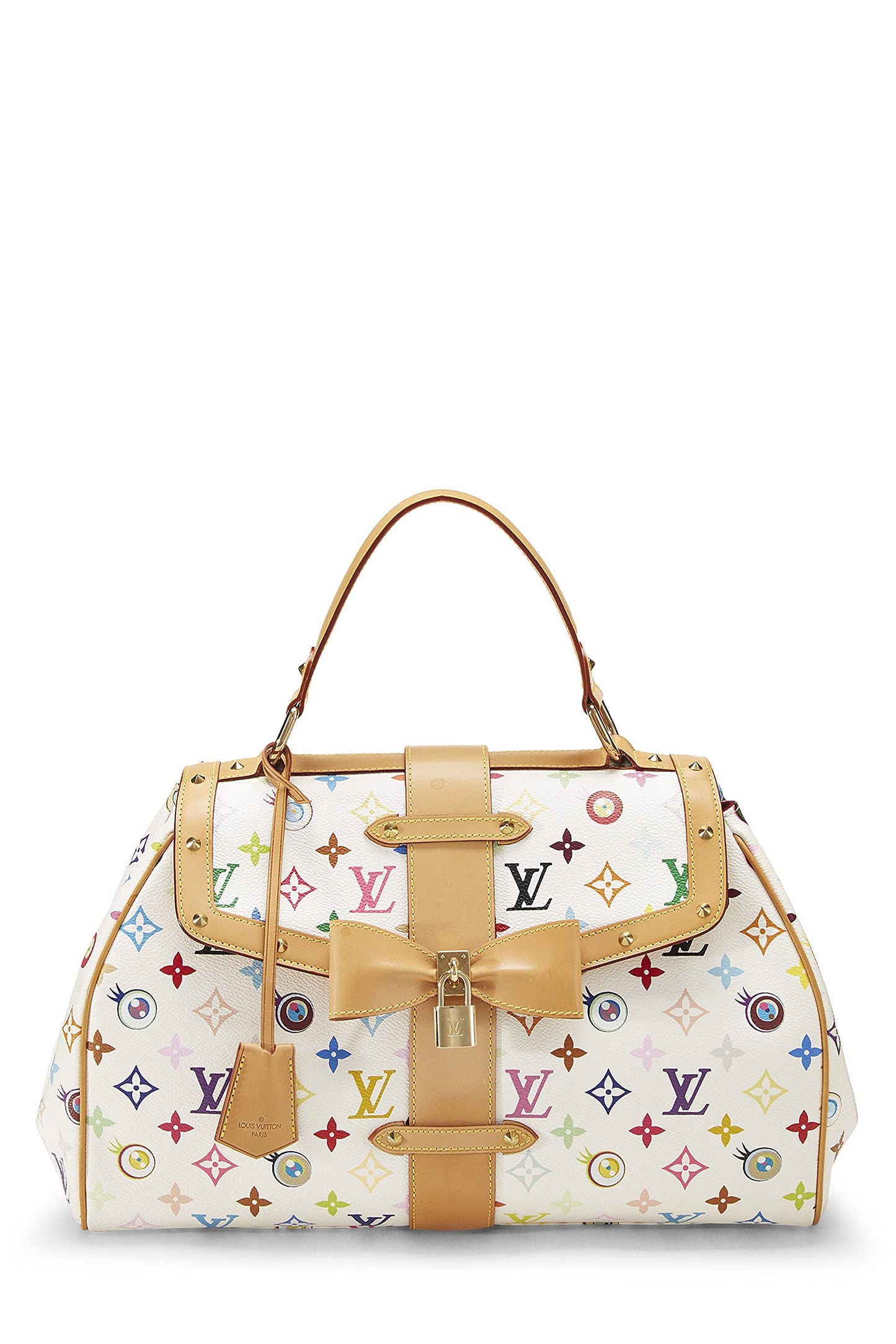 Louis Vuitton, Pre-Loved Takashi Murakami x Louis Vuitton White Monogram Multicolore Eye Love You Handbag, White