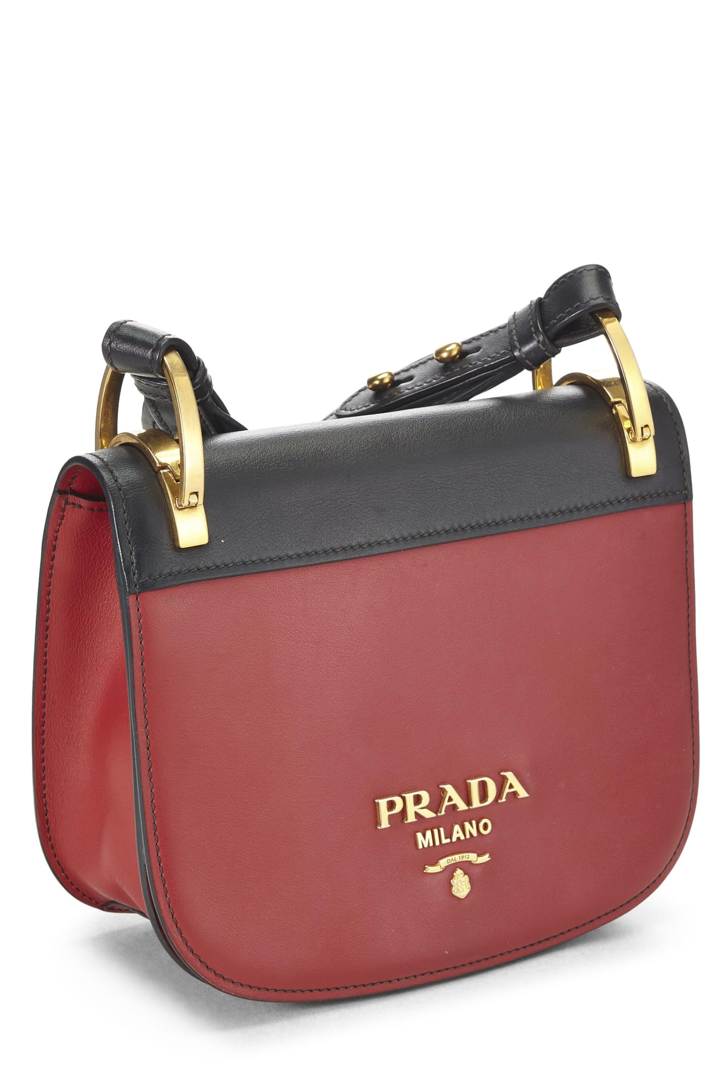 Prada, Bolso de hombro Pionniere de piel de becerro rojo Pre-Loved, Rojo