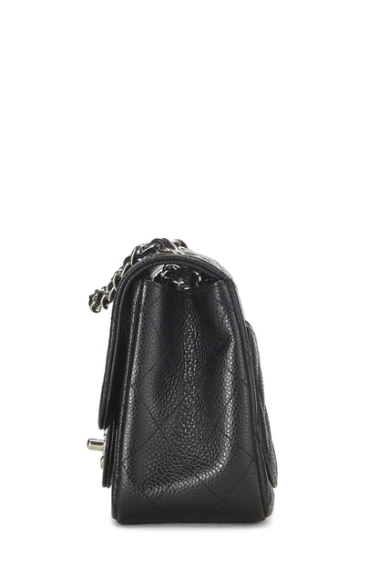 Chanel, Mini sac à rabat carré classique matelassé noir Caviar d'occasion, noir