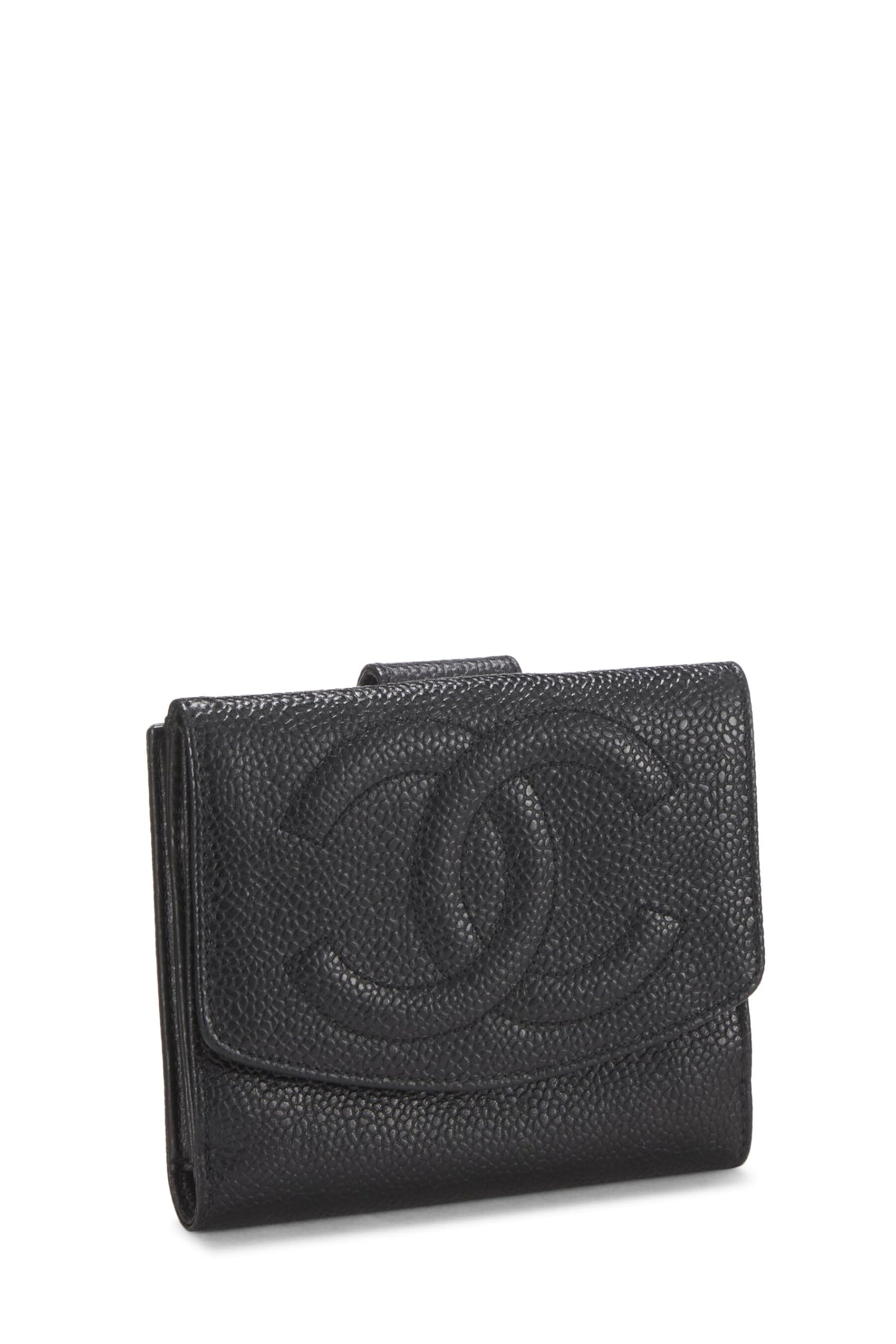 Chanel, Pre-Loved Black Caviar Timeless 'CC' Compact Wallet, Black