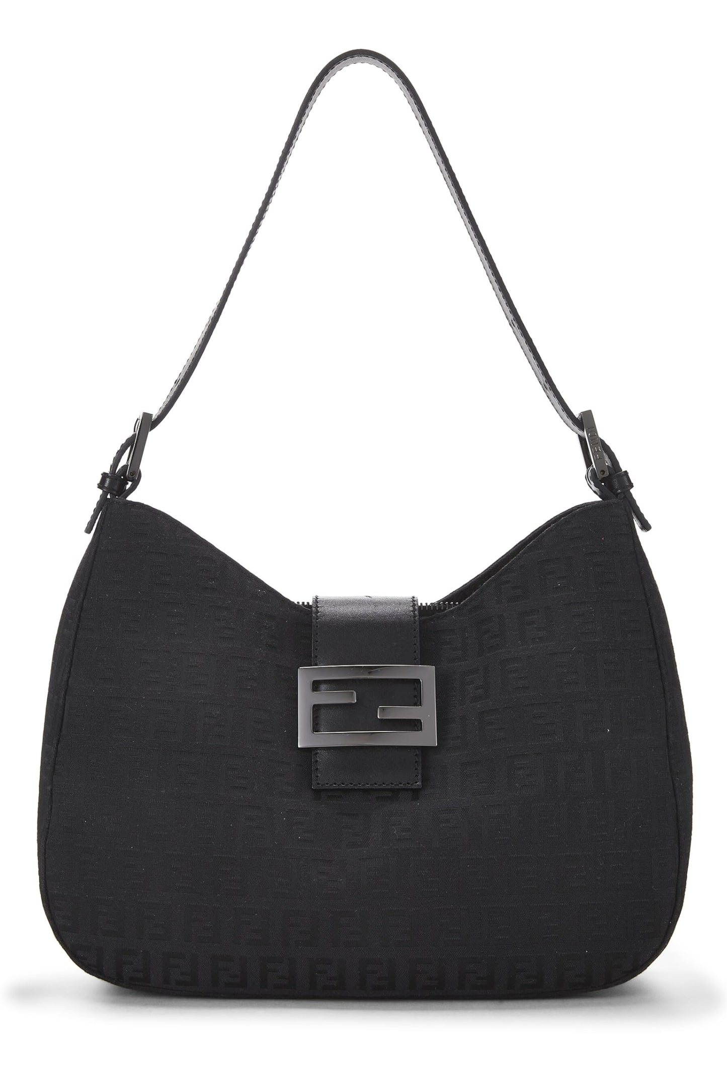 Fendi, sac à bandoulière en toile Zucchino noire d'occasion, noir