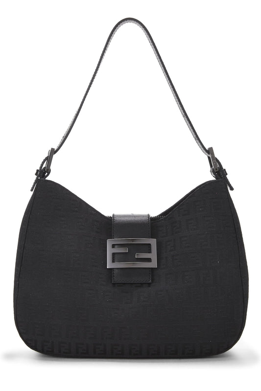 Fendi, Pre-Loved Black Zucchino Canvas Shoulder Bag, Black