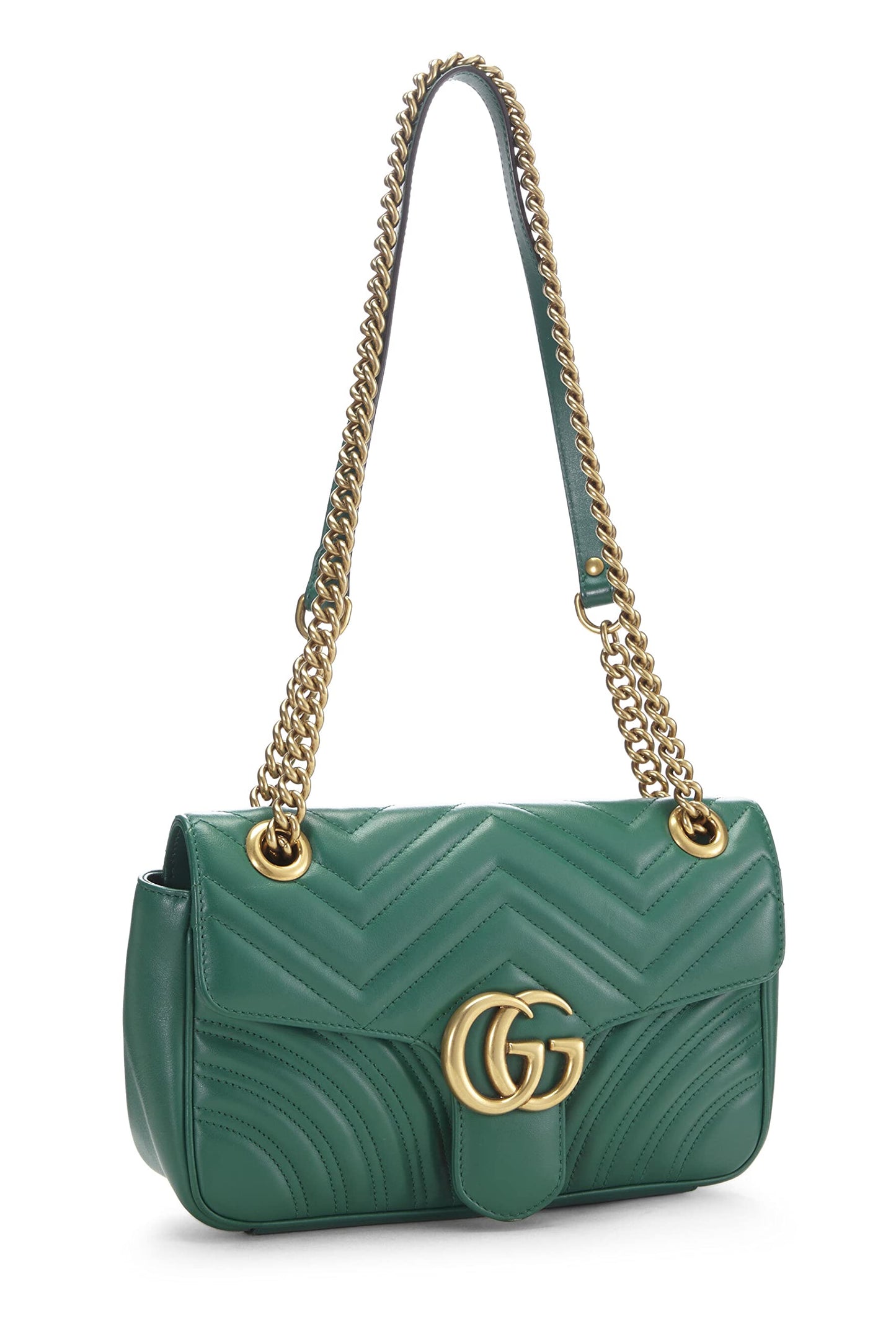 Gucci, Bolso de hombro Marmont pequeño de cuero verde Pre-Loved, Verde