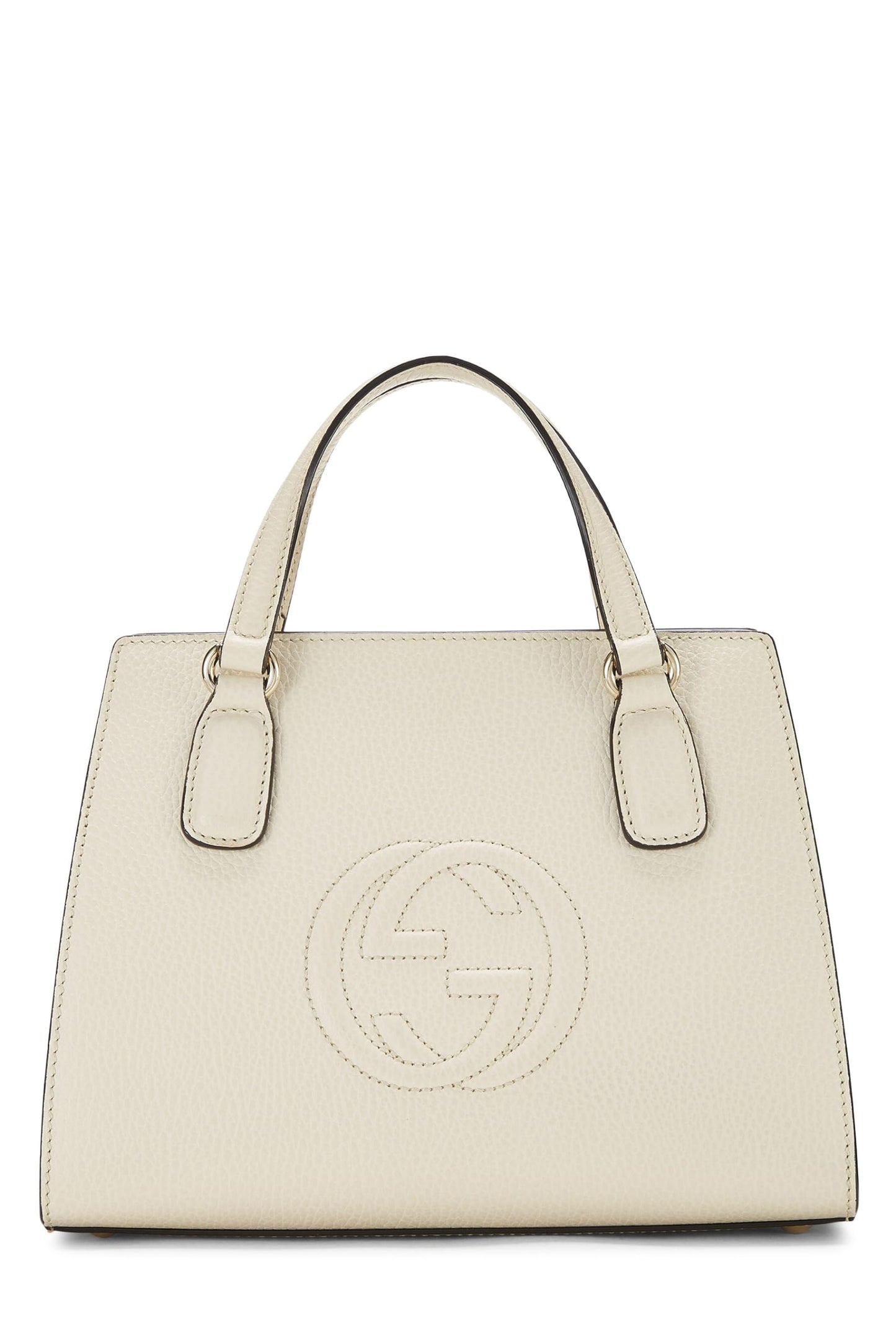 Gucci, sac à main Soho en cuir grainé crème d'occasion, blanc