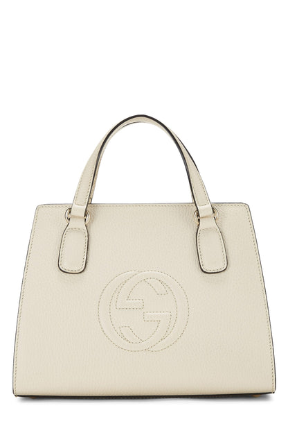 Gucci, Bolso Soho de cuero granulado color crema Pre-Loved, Blanco