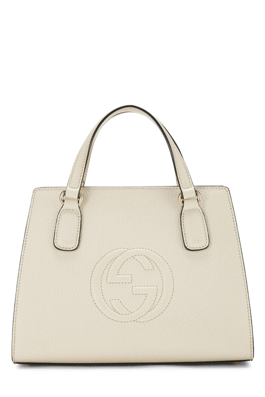 Gucci, sac à main Soho en cuir grainé crème d'occasion, blanc