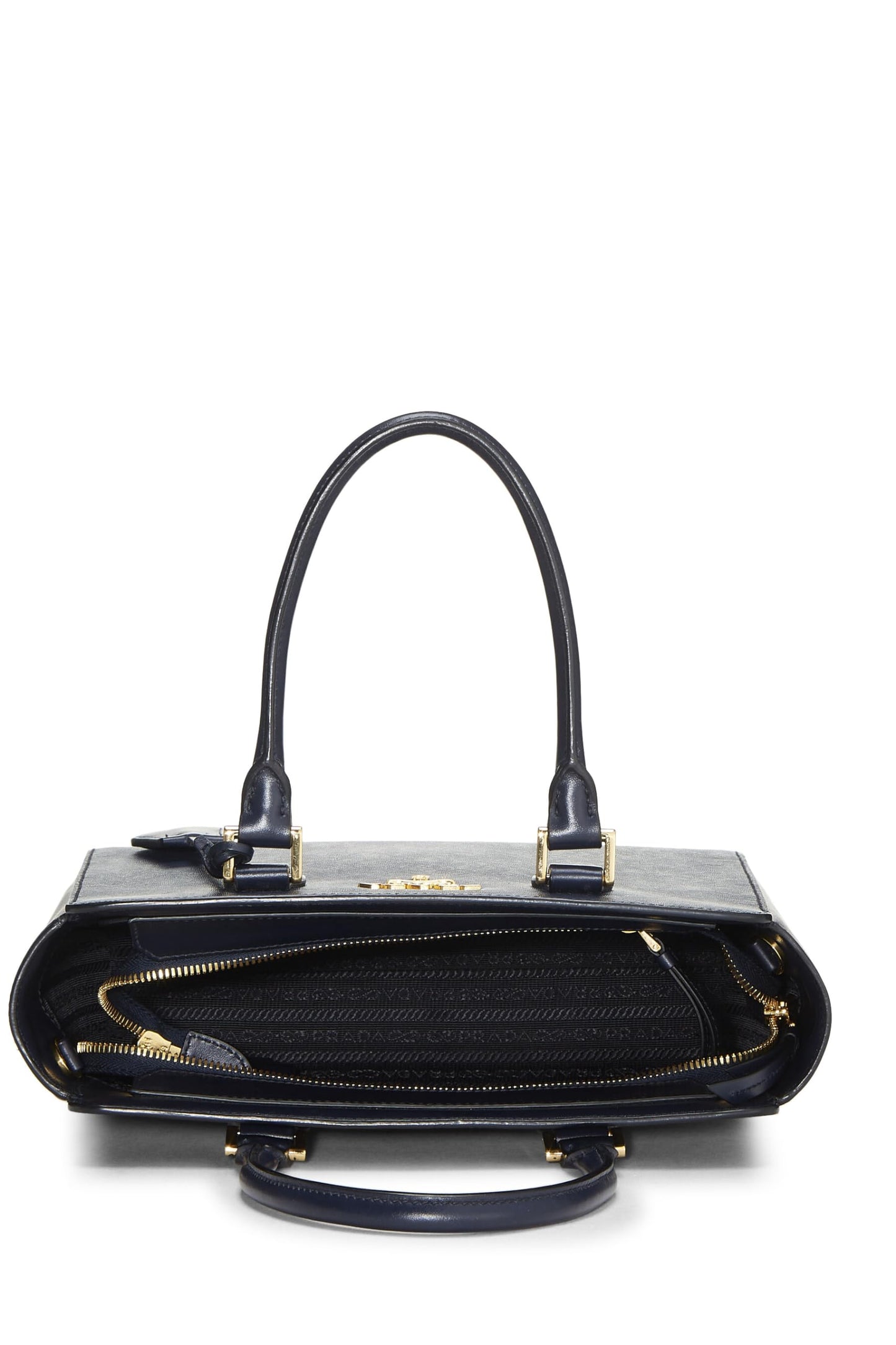 Prada, Pre-Loved Navy Saffiano Convertible Handbag Small, Navy