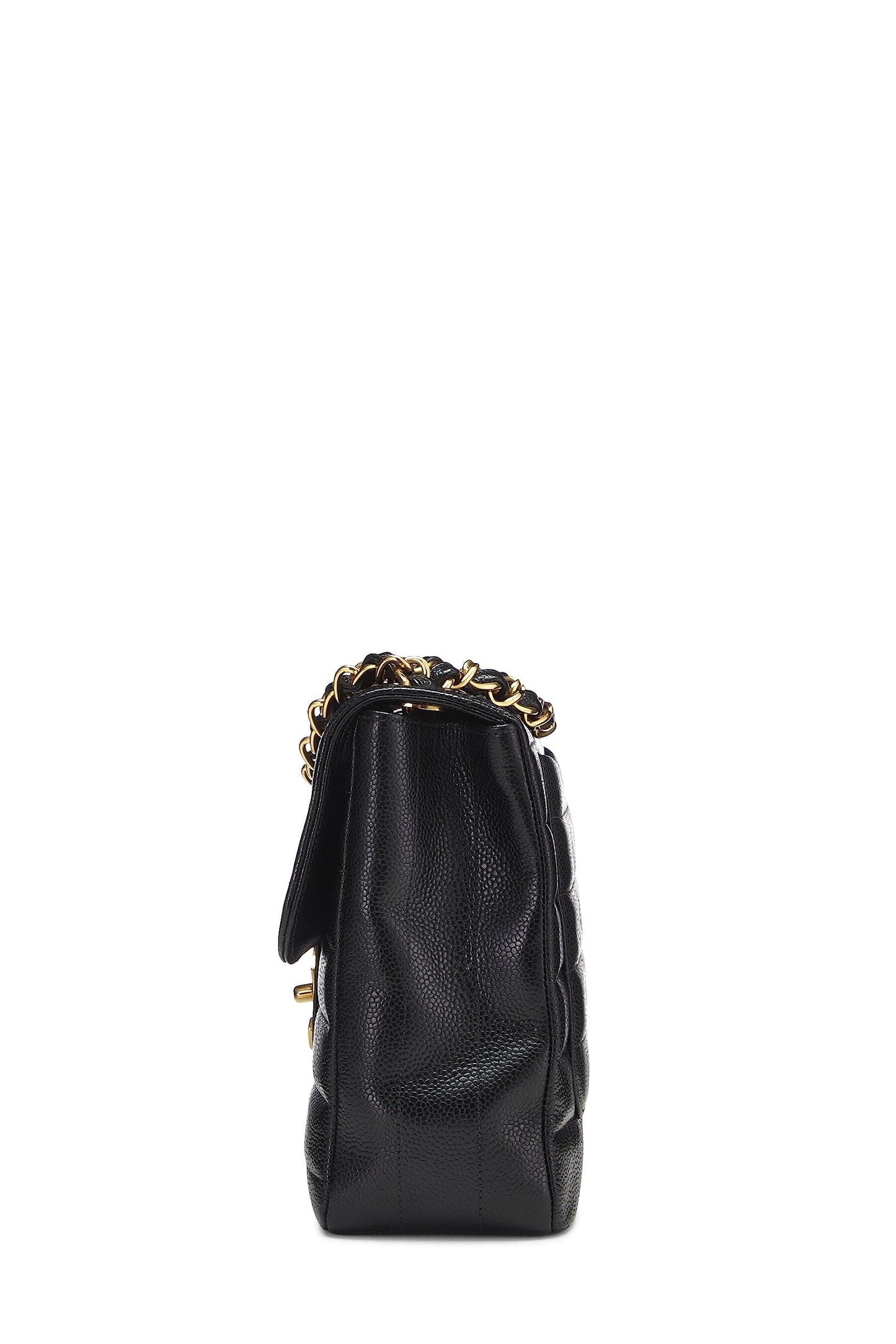 Chanel, Pre-Loved Black Horizontal Caviar Half Flap Jumbo, Black