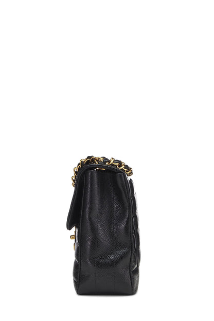 Chanel, Pre-Loved Black Horizontal Caviar Half Flap Jumbo, Black