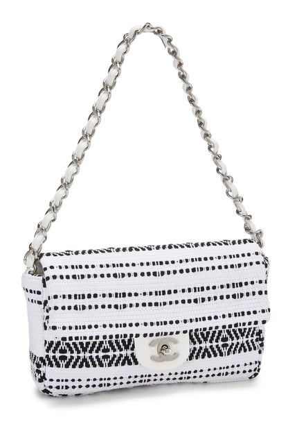 Chanel, Pre-Loved White Woven Half Flap Medium, White