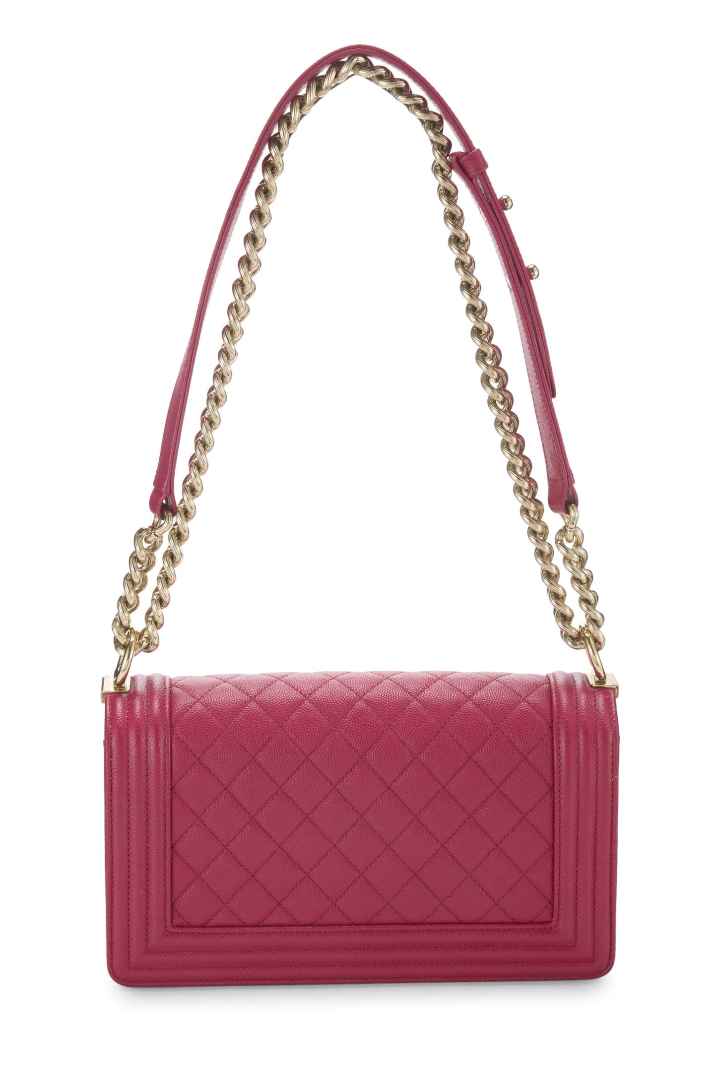 Chanel, sac Boy Caviar matelassé rose d'occasion de taille moyenne, rose