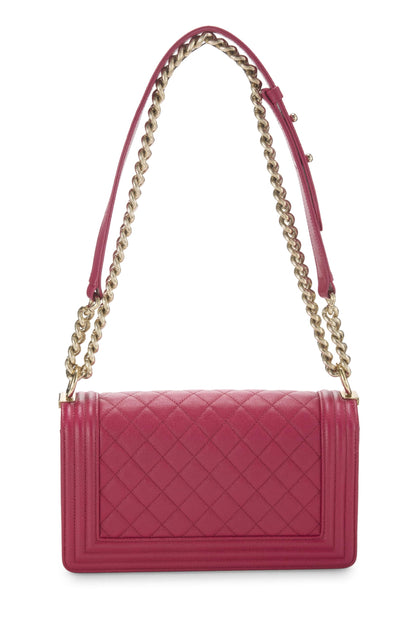 Chanel, Pre-Loved Pink Quilted Caviar Boy Bag Medium, Pink