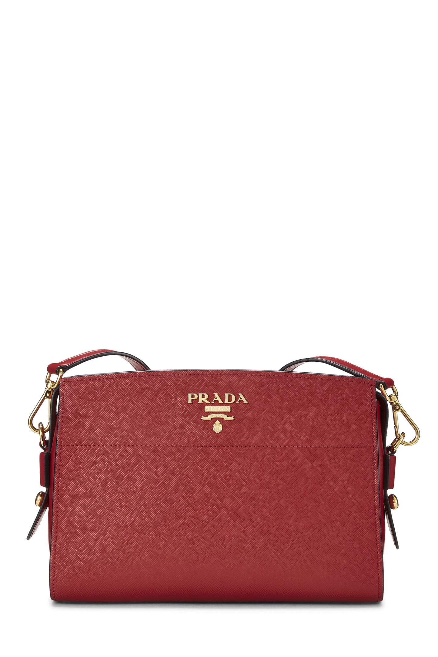 Prada, Pre-Loved Red Saffiano Esplanade Crossbody, Red