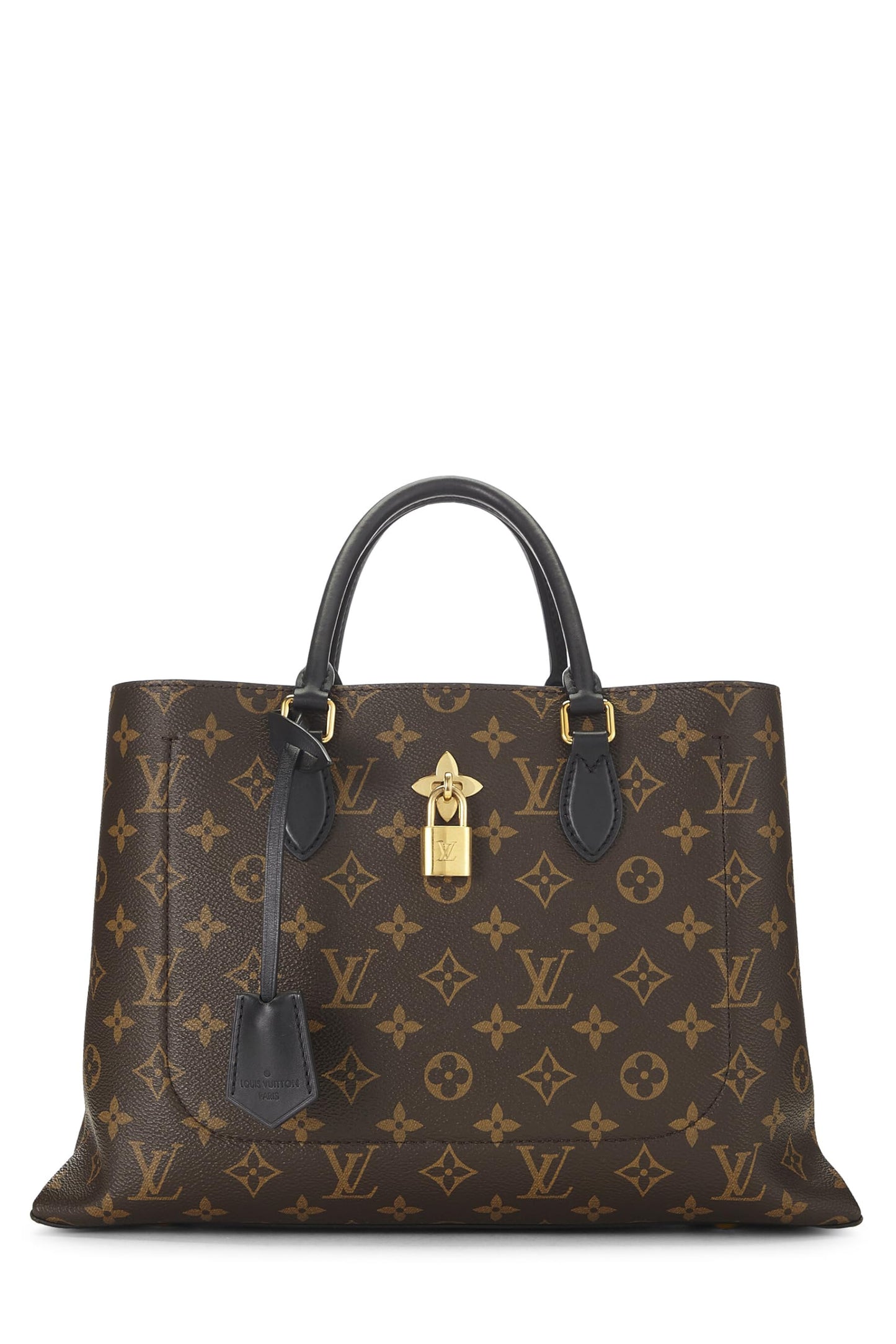 Louis Vuitton, sac fourre-tout en toile monogrammée noire à fleurs, d'occasion, noir