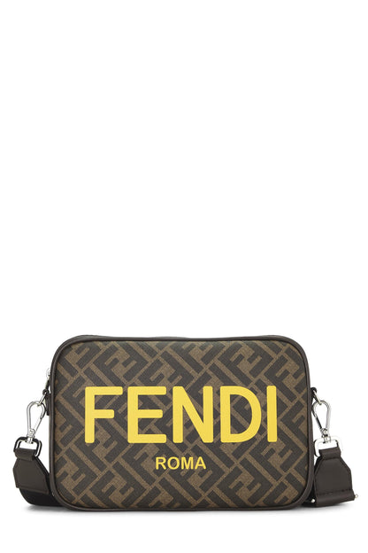 Fendi, étui pour appareil photo en toile enduite marron avec logo, d'occasion, marron