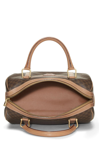 Céline, Pre-Loved Brown Coated Canvas Macadam Handbag, Brown