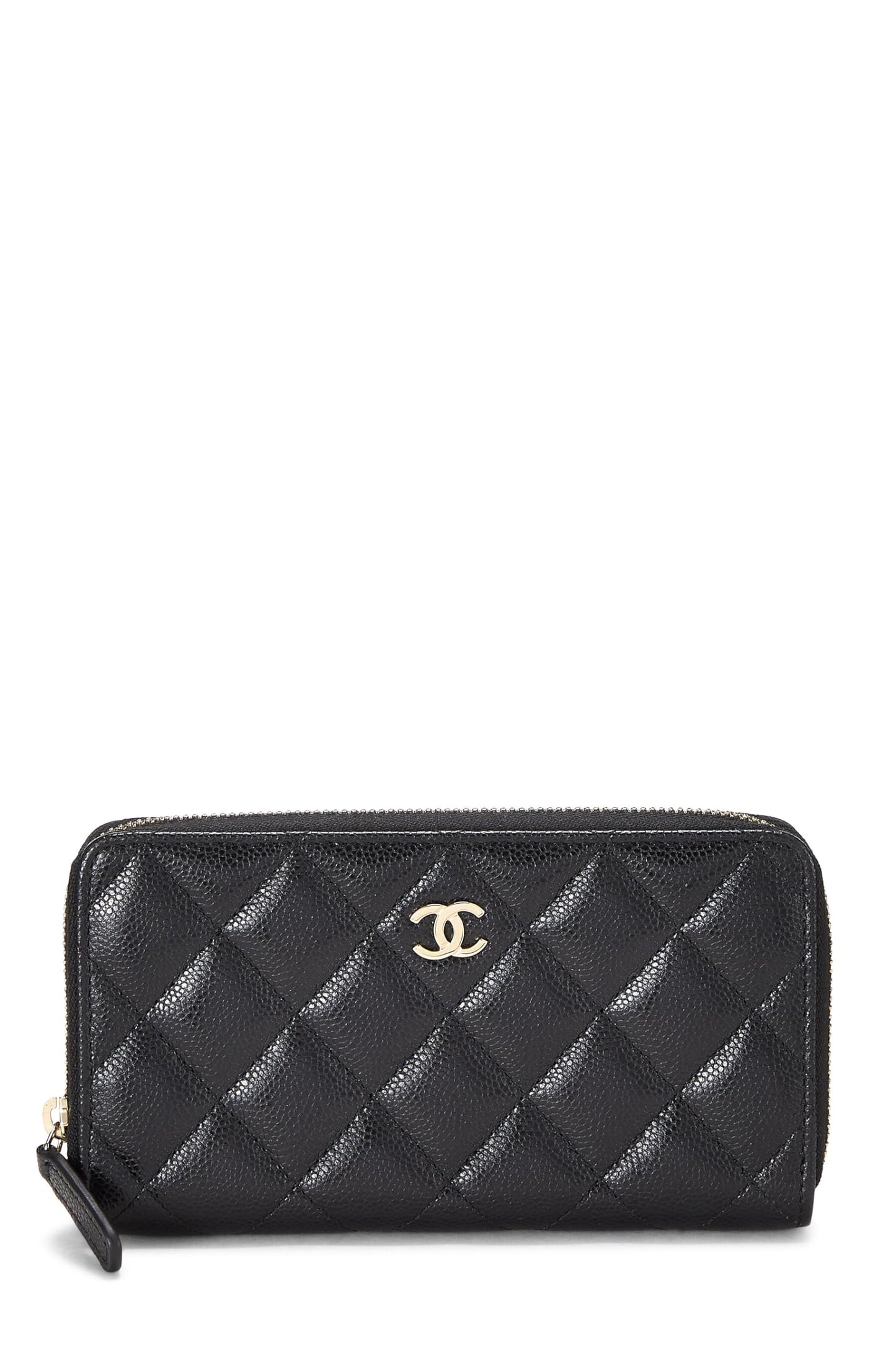 Chanel, Pre-Loved Black Quilted Caviar Zippy Small, Black