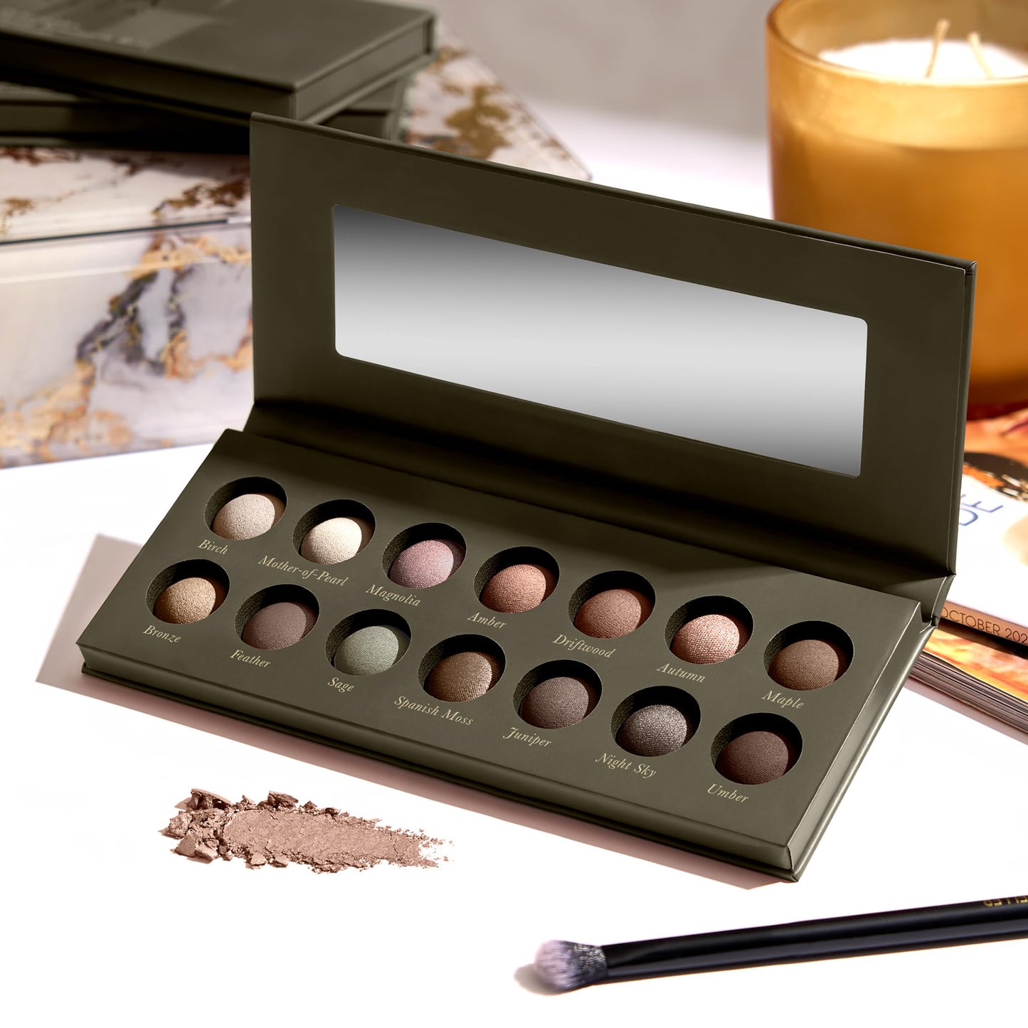 LAURA GELLER The Delectables Baked Eyeshadow Palette, Earthy Essentials + All-Over Eyeshadow Brush